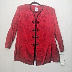R & M RICHARDS BY KAREN KWONG Vntg NWT Oriental Top 18W red‎ made in usa
